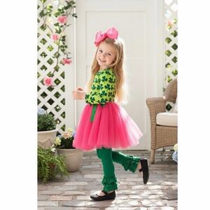 Girls St. Patrick’s day dress Shamrock clover twirl dress & green legging
